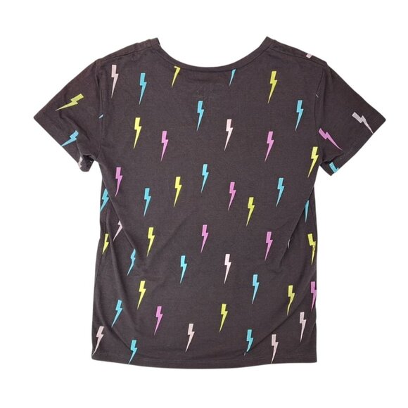 Chaser Lightning Bolt Graphic T-Shirt Women Size Small Black Short Sleeve New - Picture 2 of 4